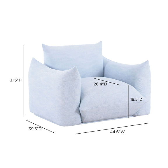 Saint Tropez Stuffed Indoor/Outdoor Armchair - Light Blue