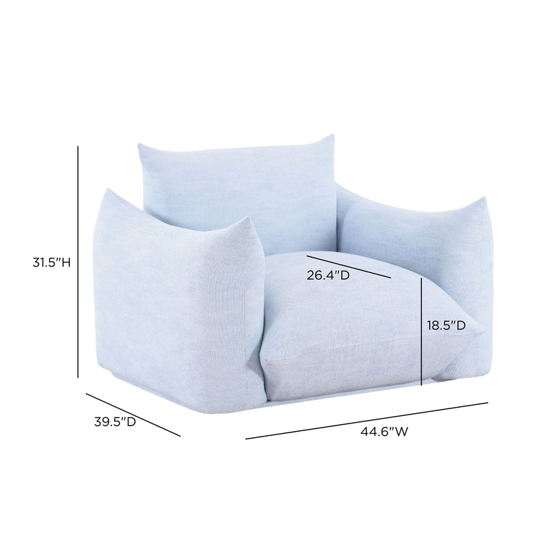 Saint Tropez Stuffed Indoor/Outdoor Armchair - Light Blue