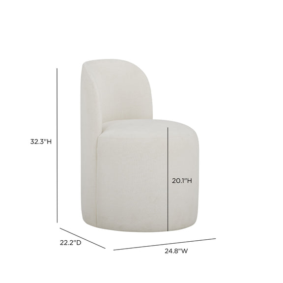 Persa Round Back Performance Chenille Dining Chair - Cream