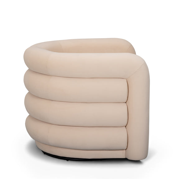 Curves Performance Velvet Swivel Accent Chair - Peach