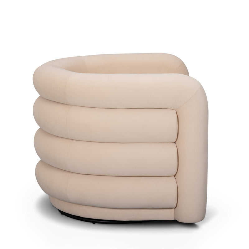 Curves Performance Velvet Swivel Accent Chair - Peach