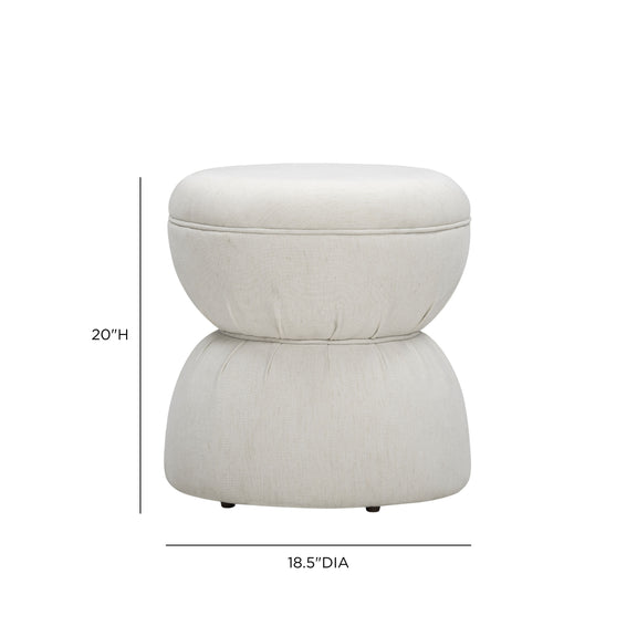 Tomlin Ruched Performance Fabric Game Ottoman - Cream