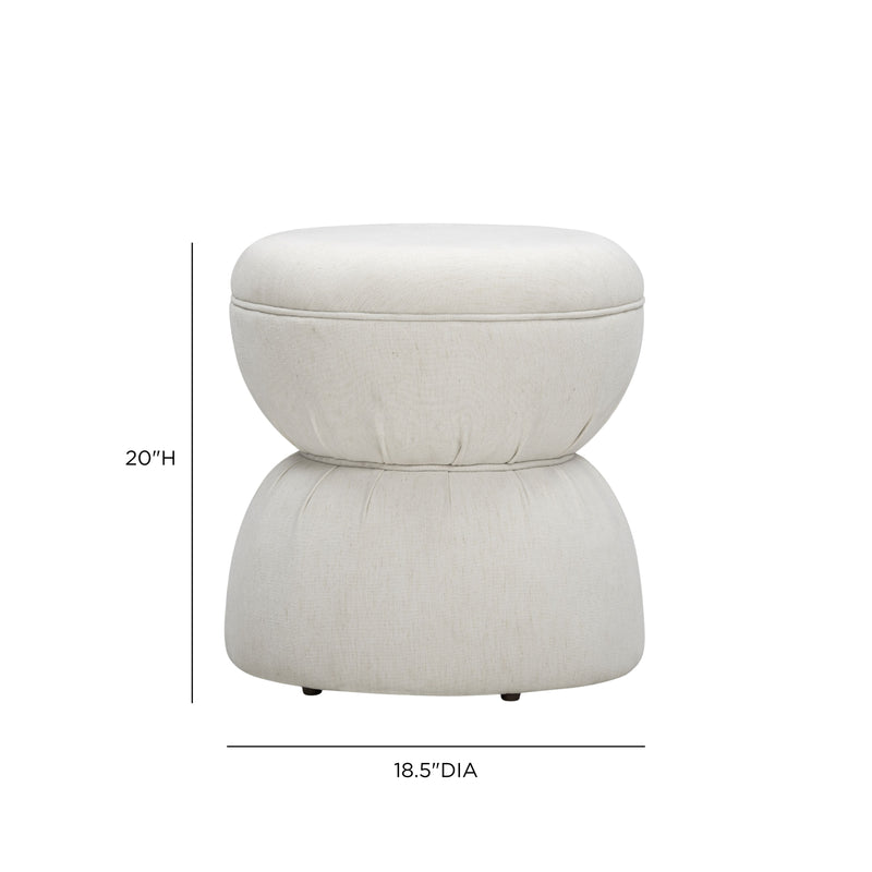 Tomlin Ruched Performance Fabric Game Ottoman - Cream