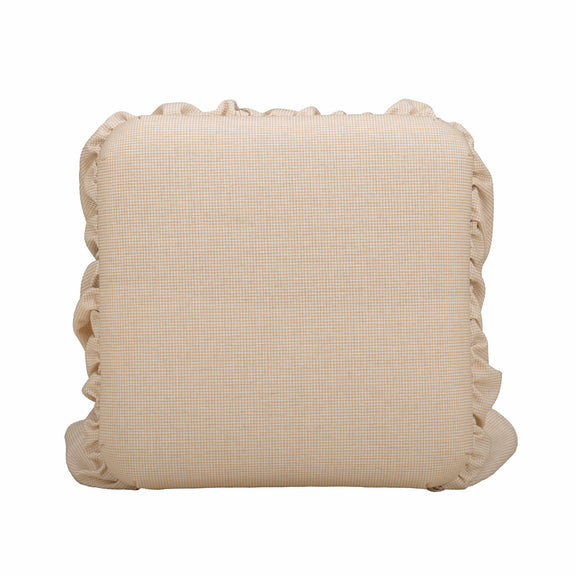 Gertrude Yellow Gingham Performance Linen Skirted Ottoman