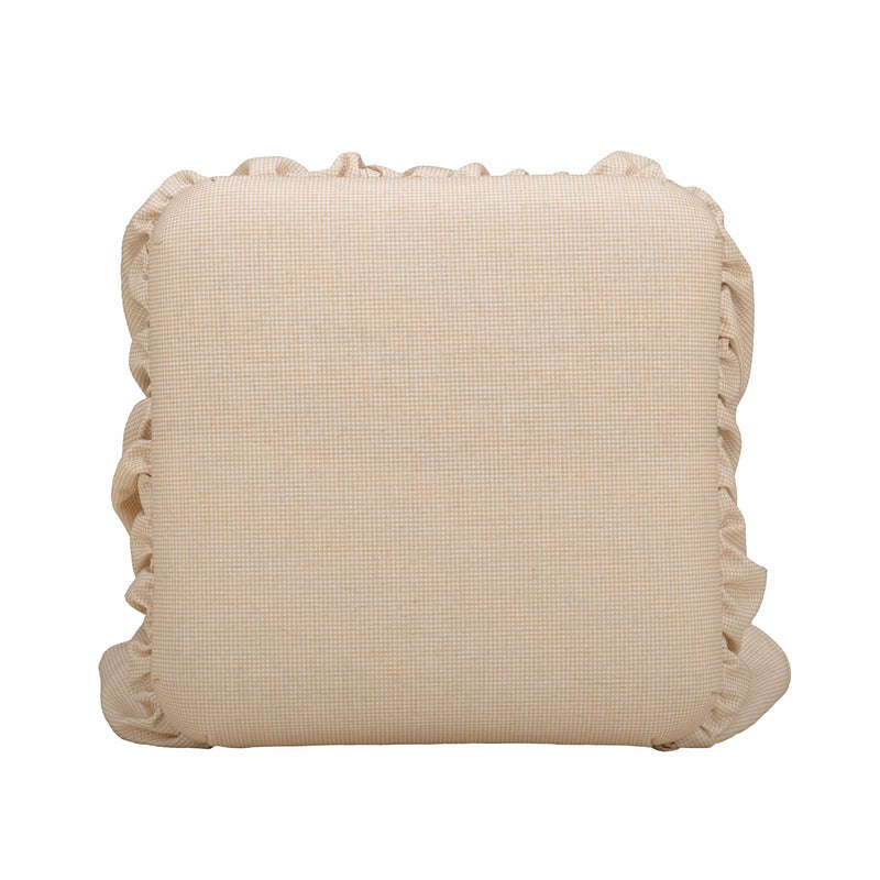 Gertrude Yellow Gingham Performance Linen Skirted Ottoman