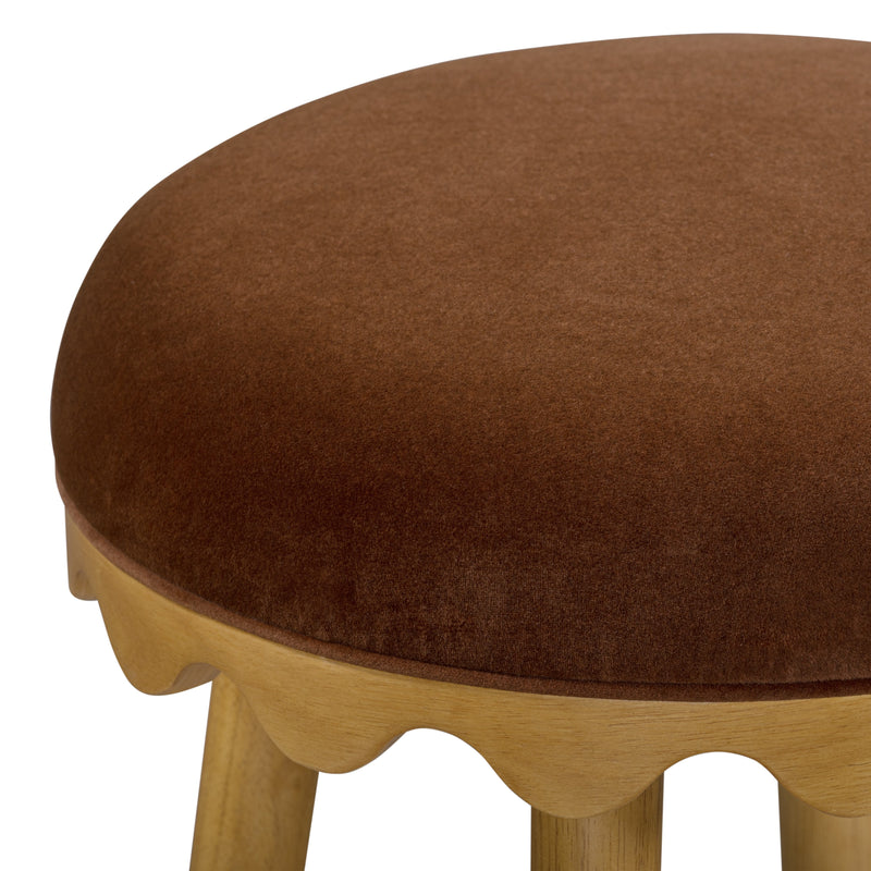 Oodle Performance Vegan Mohair Bar and Counter Stool - Bronze / Natural Ash / Bar Height