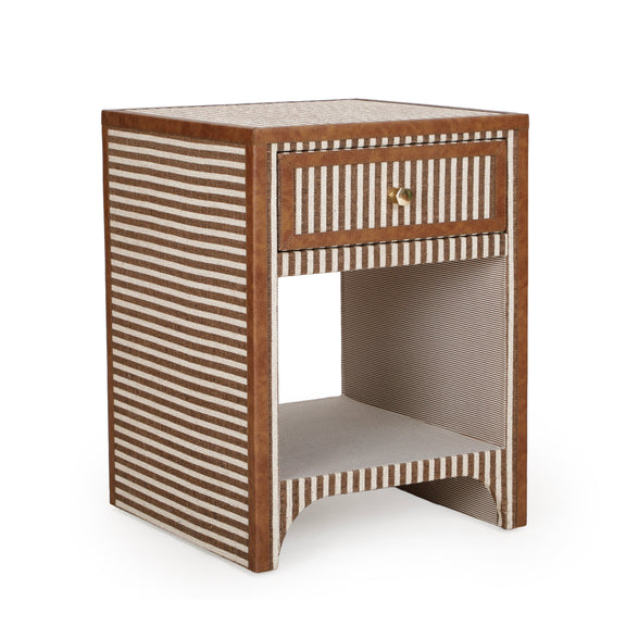 Kora 18" Cotton Jute 1-Drawer Contract-Grade Nightstand - Brown