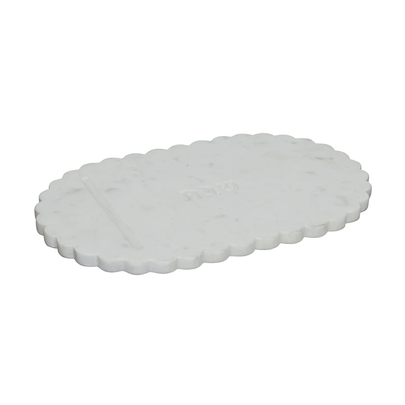 Shabbat Marble Serving Board - White Marble
