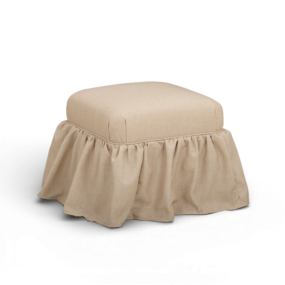 Gertrude Yellow Gingham Performance Linen Skirted Ottoman