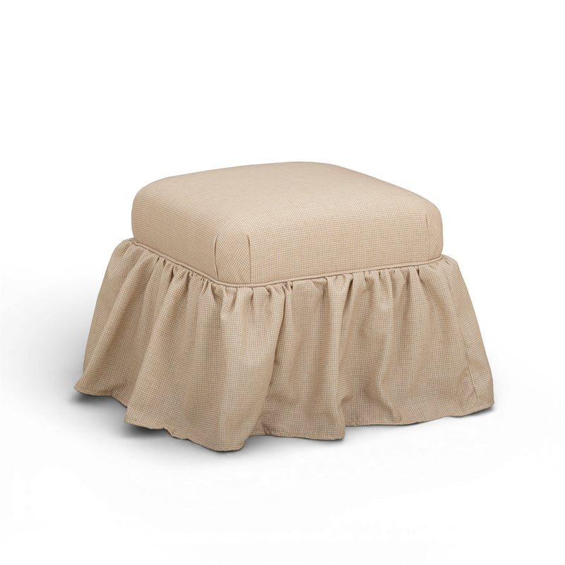 Gertrude Yellow Gingham Performance Linen Skirted Ottoman