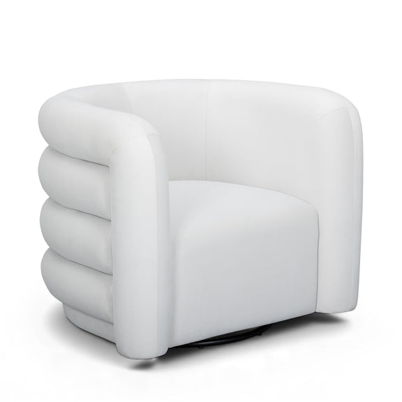 Curves Performance Velvet Swivel Accent Chair - Cream