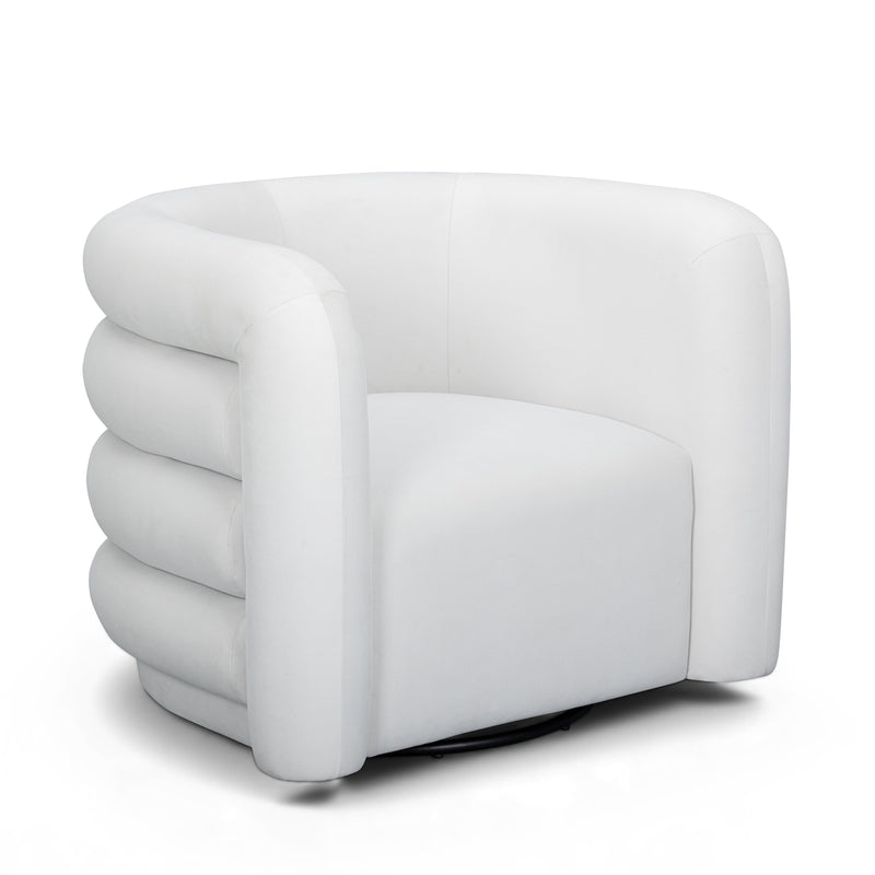Curves Performance Velvet Swivel Accent Chair - Cream