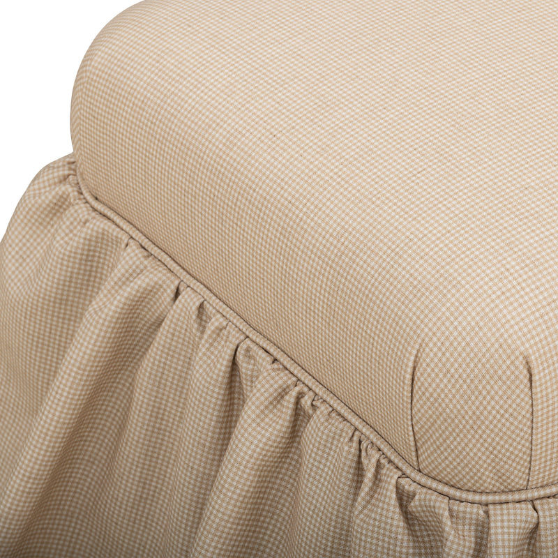 Gertrude Yellow Gingham Performance Linen Skirted Ottoman