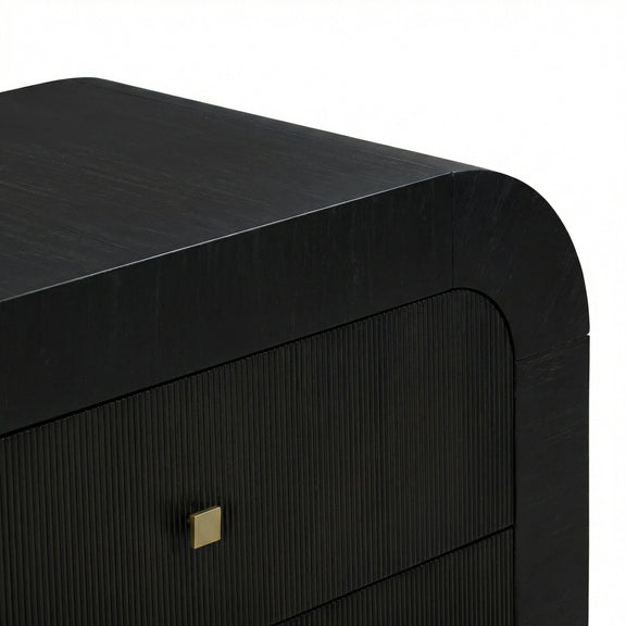 Hump 38" Arched 3-Drawer Bedside Chest - Black