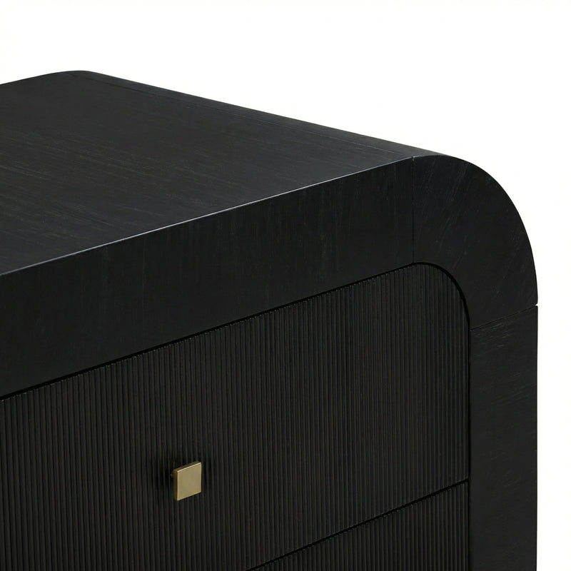 Hump 38" Arched 3-Drawer Bedside Chest - Black