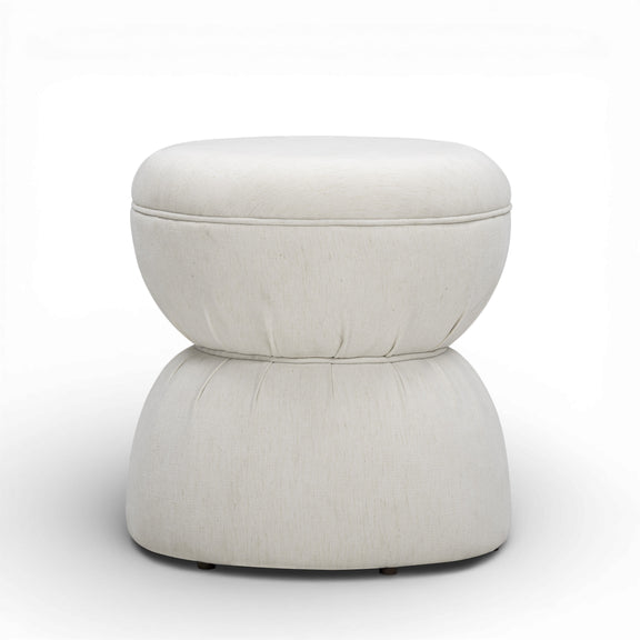 Tomlin Ruched Performance Fabric Game Ottoman - Cream