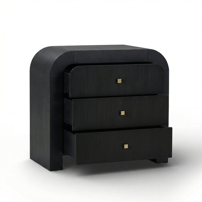 Hump 38" Arched 3-Drawer Bedside Chest - Black