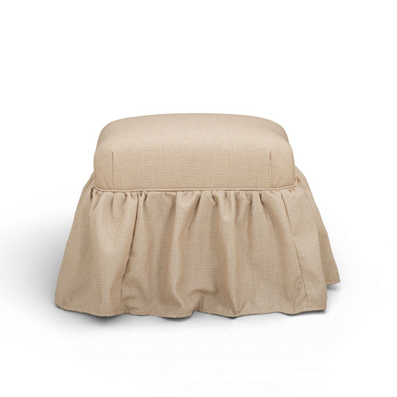 Gertrude Yellow Gingham Performance Linen Skirted Ottoman