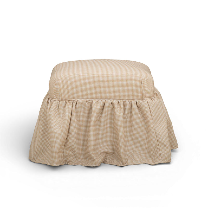 Gertrude Yellow Gingham Performance Linen Skirted Ottoman