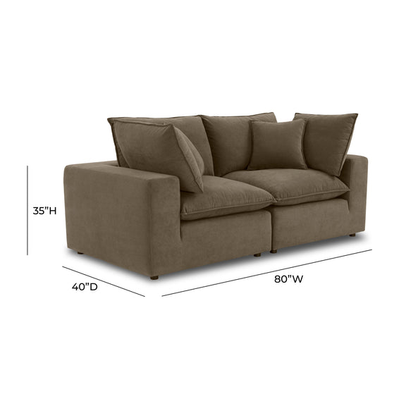 Cali 80" Modular Loveseat - Chocolate Brown