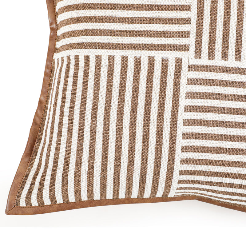 Kora 20" Cotton Jute Contract-Grade Throw Pillow - Brown / With Insert