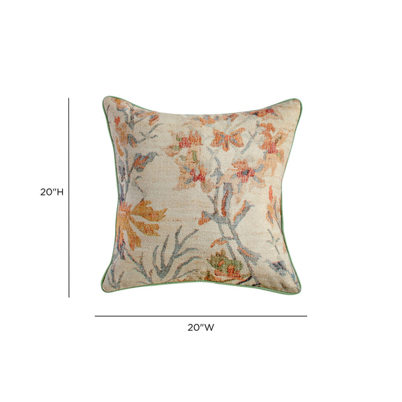 Taman 20" Natural Cotton Throw Pillow - Summer Florals / With Insert