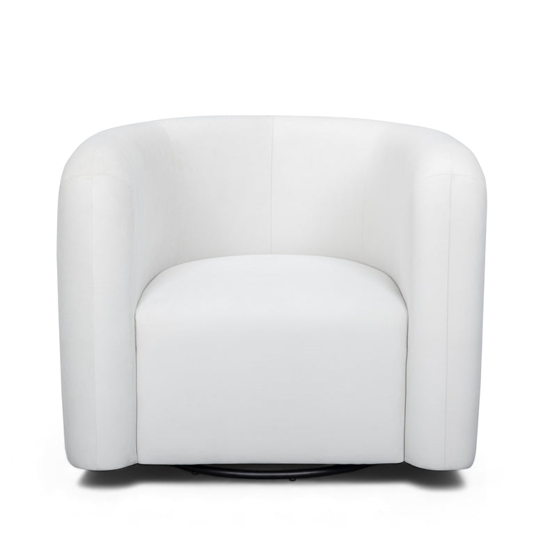 Curves Performance Velvet Swivel Accent Chair - Cream
