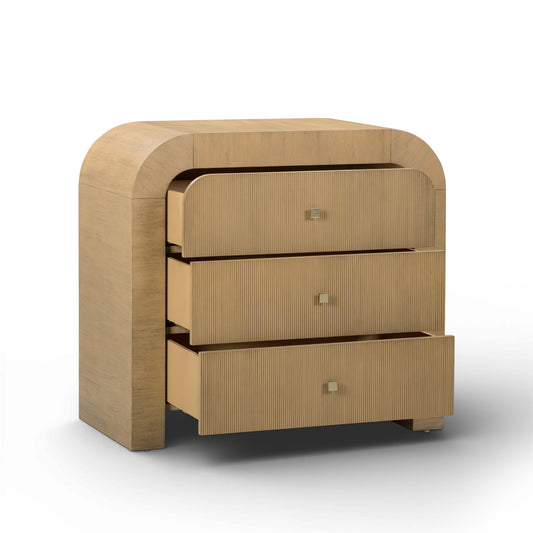 Hump 38" Arched 3-Drawer Bedside Chest - Natural