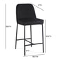 Sydney Performance Velvet Counter Stool Set of 2 - Black