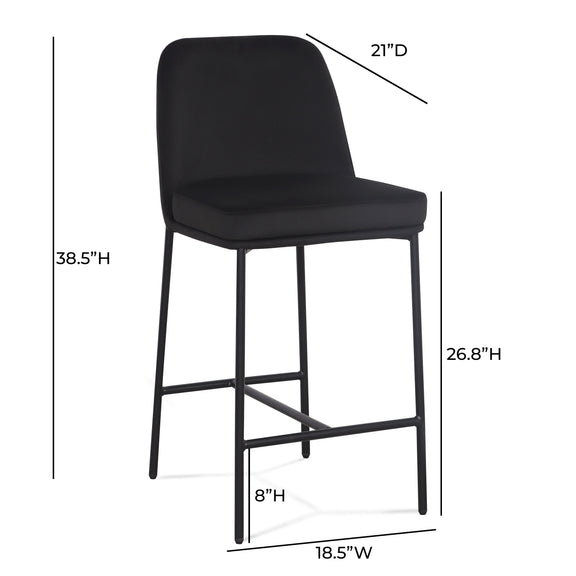Sydney Performance Velvet Counter Stool Set of 2 - Black