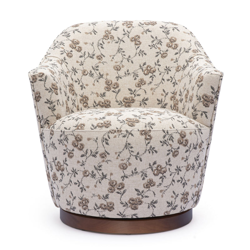 Skyla Swivel Chair - Beige Floral