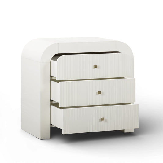 Hump 38" Arched 3-Drawer Bedside Chest - White