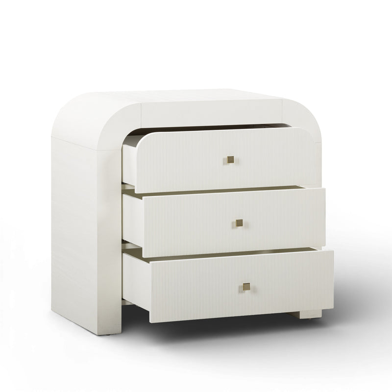 Hump 38" Arched 3-Drawer Bedside Chest - White
