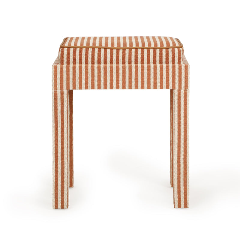 Kora Cotton Jute Contract-Grade Accent Stool - Terracotta