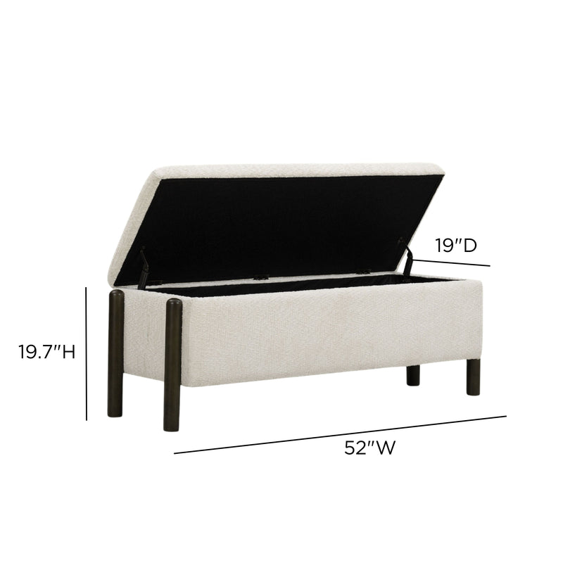 Abby 52" Nubby Fabric Storage Bench - Cream