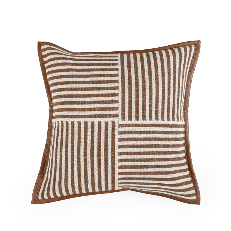 Kora 20" Cotton Jute Contract-Grade Throw Pillow - Brown / Pillow Cover Only
