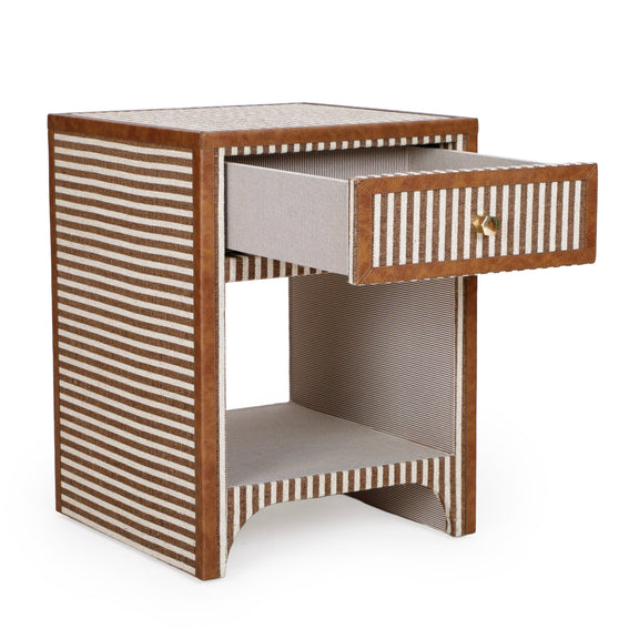 Kora 18" Cotton Jute 1-Drawer Contract-Grade Nightstand - Brown
