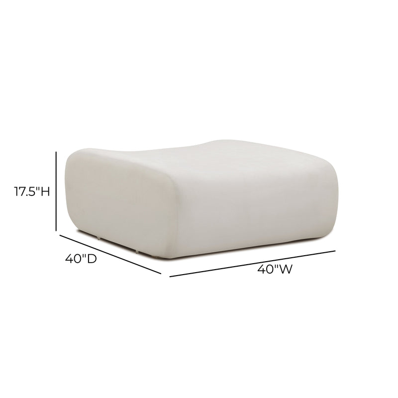 Zenith Contract-Grade Upcycled Fabric Ottoman - Cream