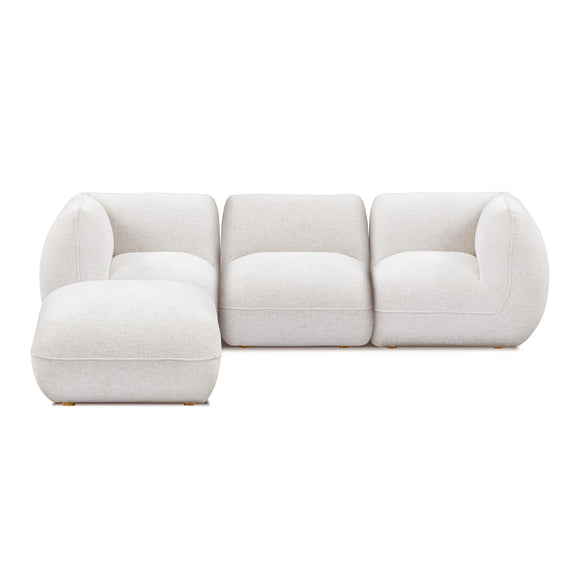 Arezza 4-Piece Stone White Contract-Grade Basketweave Chenille Modular Sectional