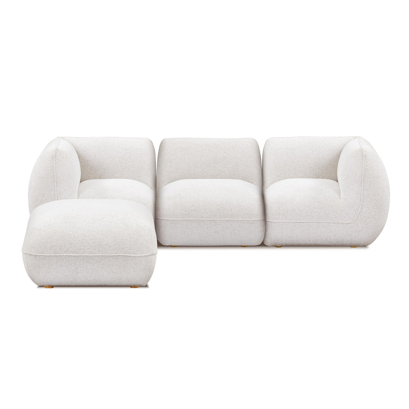 Arezza 4-Piece Stone White Contract-Grade Basketweave Chenille Modular Sectional