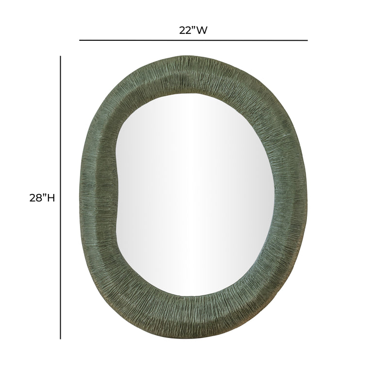 Orpheus 22"X28" Ribbed Forest Green Fiberglass Thick Wall Mirror