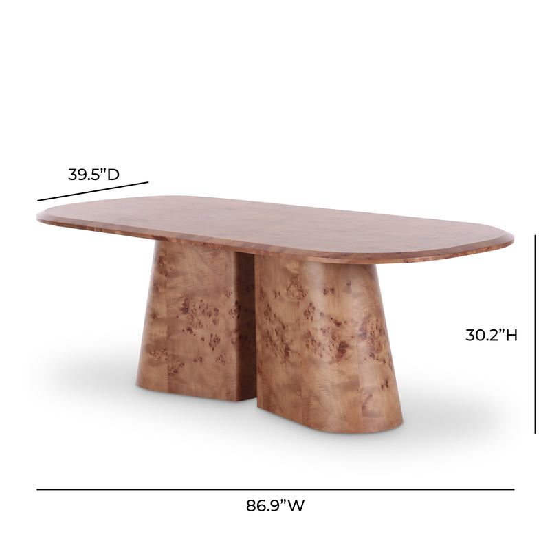 Gladyss 87" Burl Oval Dining Table - Honey