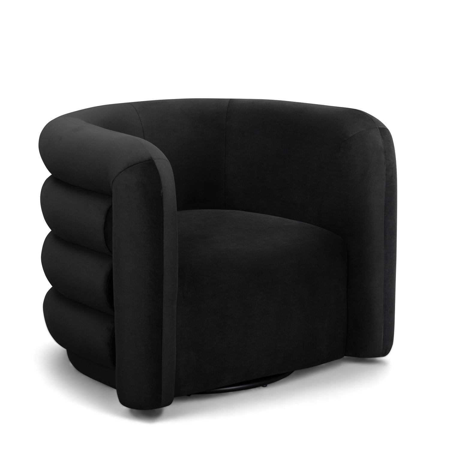 Curves Performance Velvet Swivel Accent Chair - Black