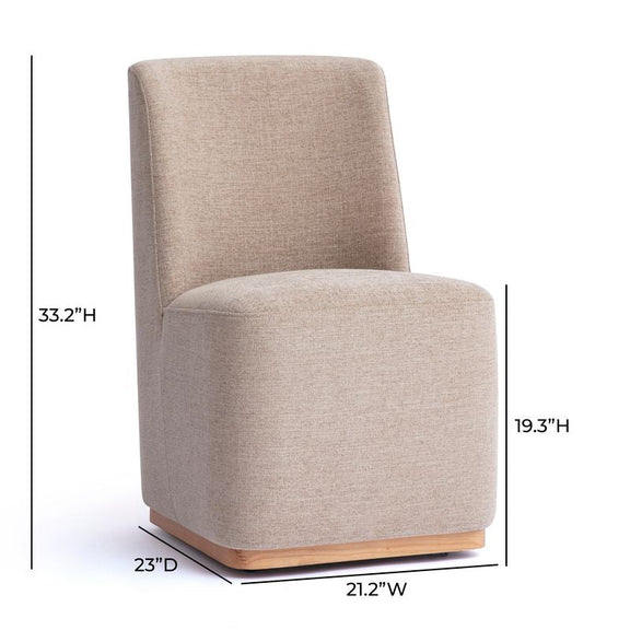Melissa Performance Fabric Rolling Dining Chair - Tan