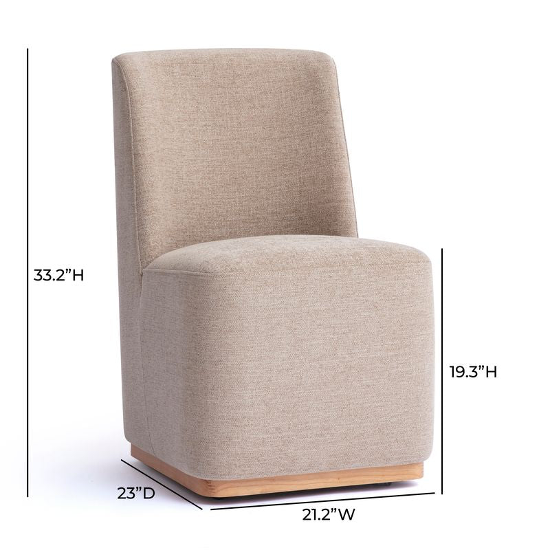 Melissa Performance Fabric Rolling Dining Chair - Tan