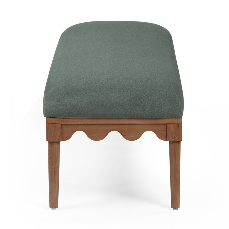 Oodle 56.5" Performance Vegan Mohair Bench - Green / Walnut