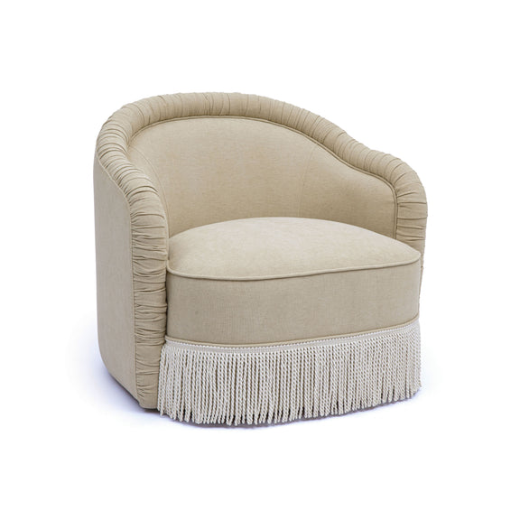 Pamela Tasseled Lounge Accent Chair - Tan