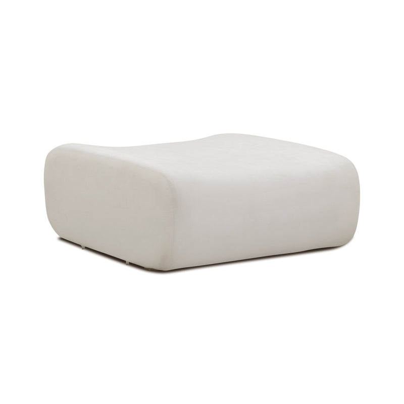 Zenith Contract-Grade Upcycled Fabric Ottoman - Cream