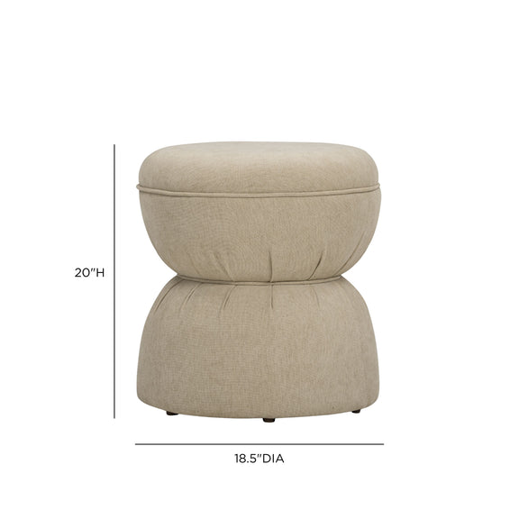 Tomlin Ruched Performance Fabric Game Ottoman - Tan