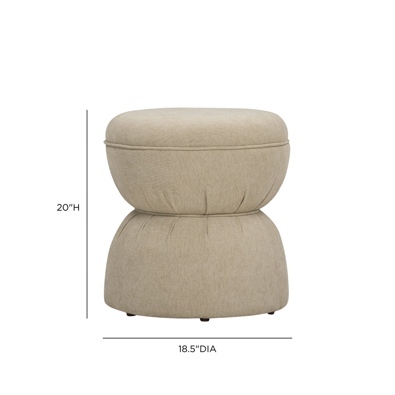 Tomlin Ruched Performance Fabric Game Ottoman - Tan